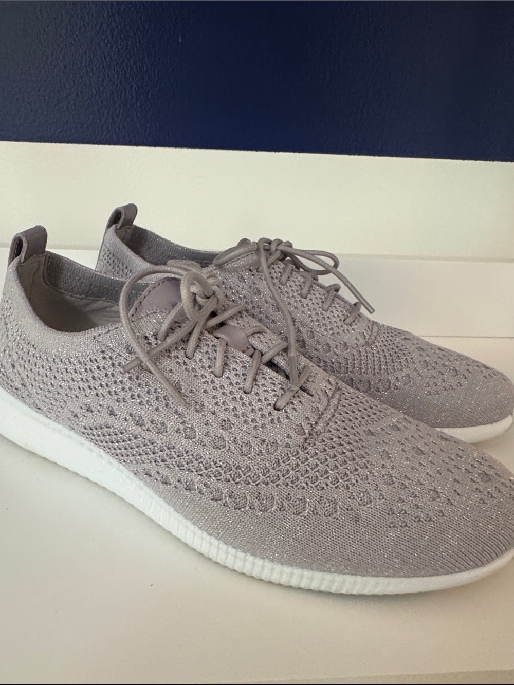COLE HAAN - ZEROGRAND STITCHLITE OXFORD - Dapple Gray-Silver Metallic | Size 7.5